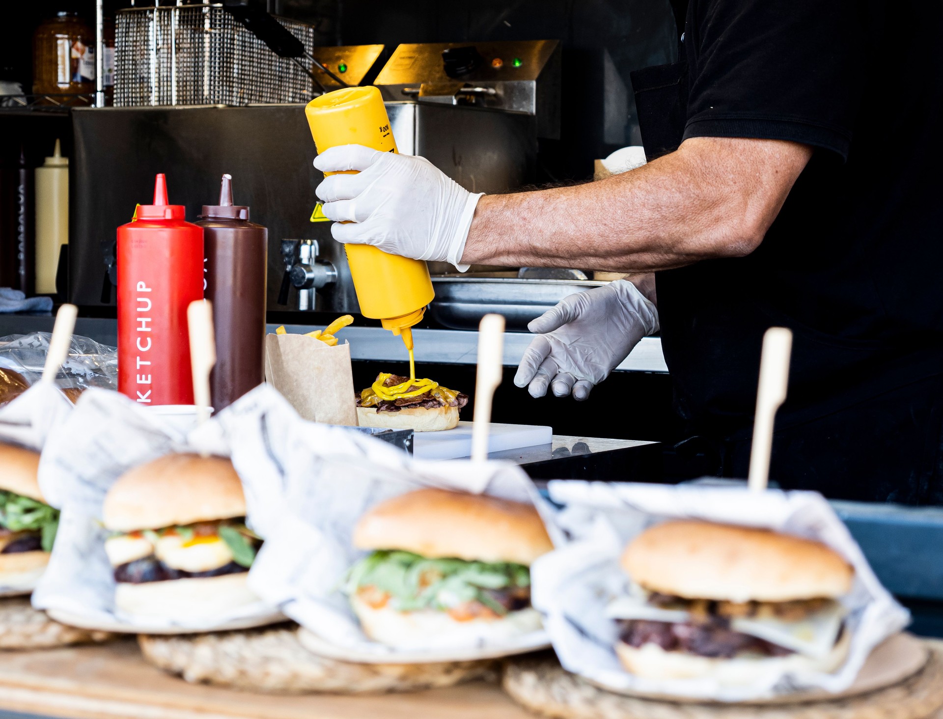 Hamburger food truck festival.